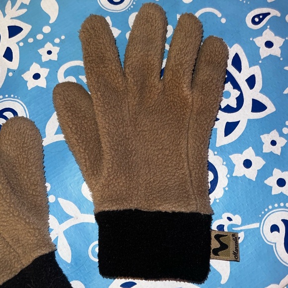 ⭐️Vintage Manzella Textured Fleece Brown Black Gloves - Picture 6 of 10